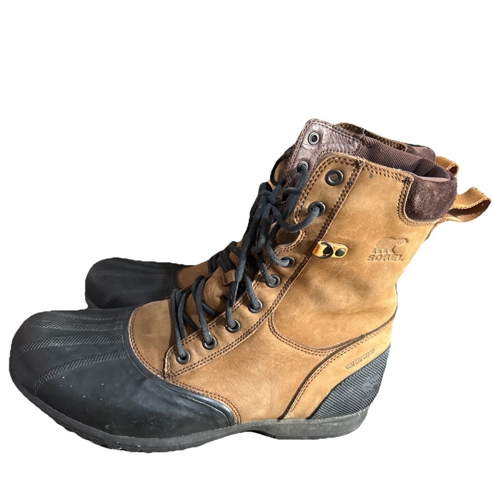 SOREL CHEYANNE NM2128-256 Waterproof Brown Leather Rubber Duck Boot Men's 13